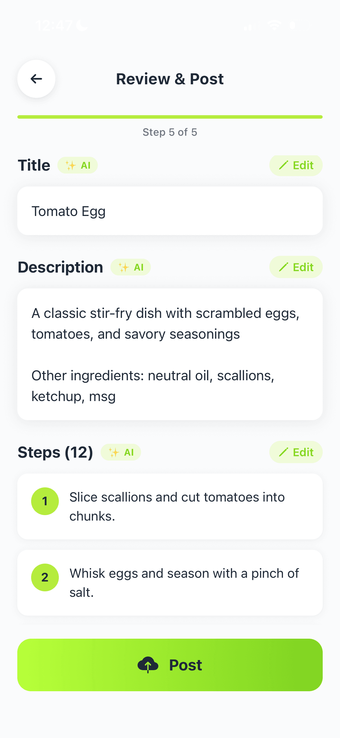 Structured recipe ready to save
